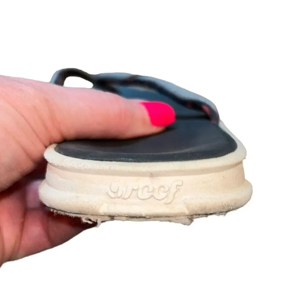 Reef Black Flip Flops Pink Gray Strap‎ Casual Sandals Women’s Size 7 Casual